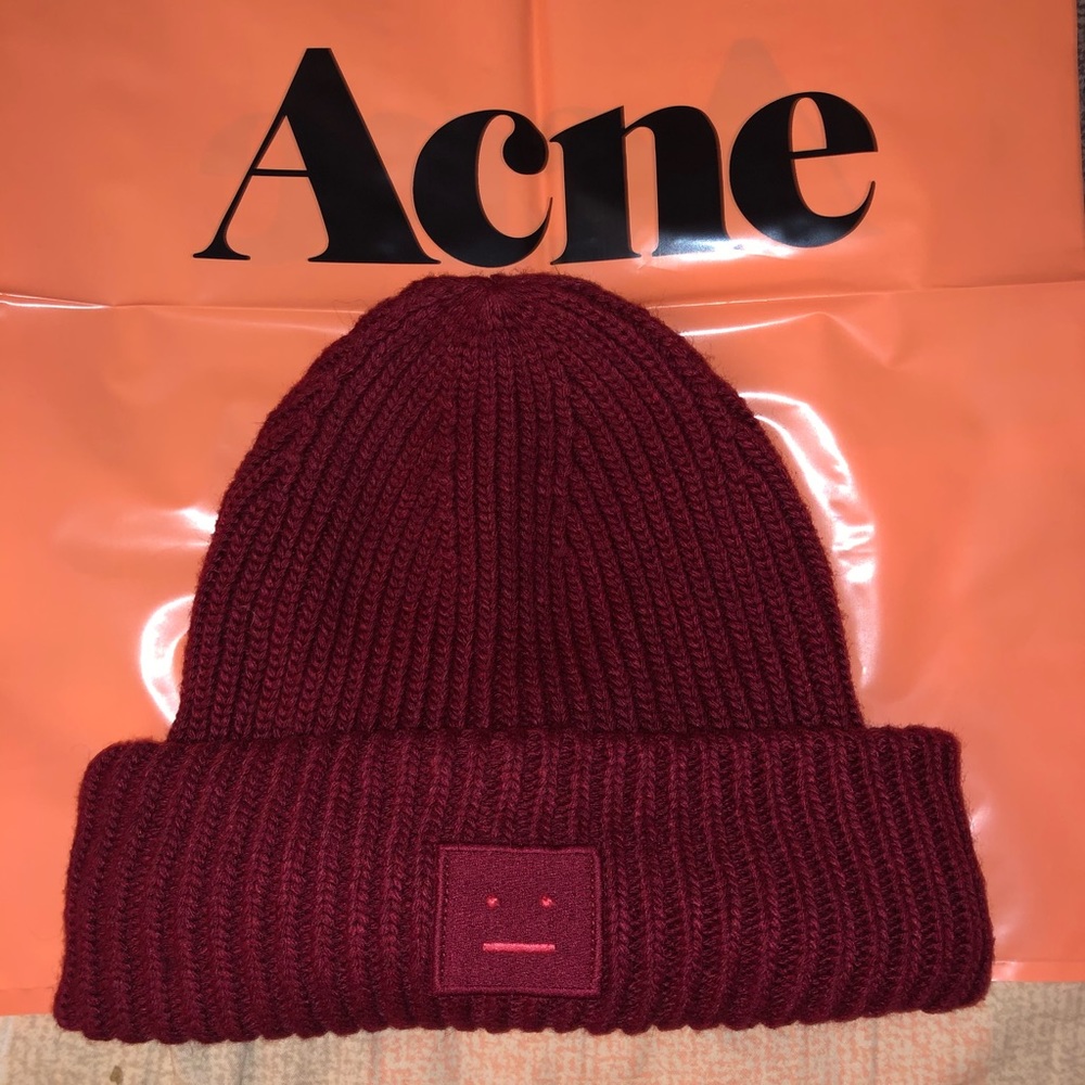 Acne Studios Pansy Beanie Maroon